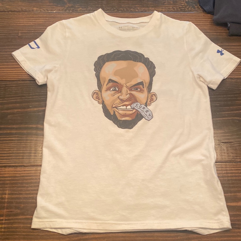 steph curry UA shirt youth large. Used good condition